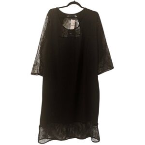 Black mblm by Tess Holliday Women's 3/4 Sleeve Mesh Dress